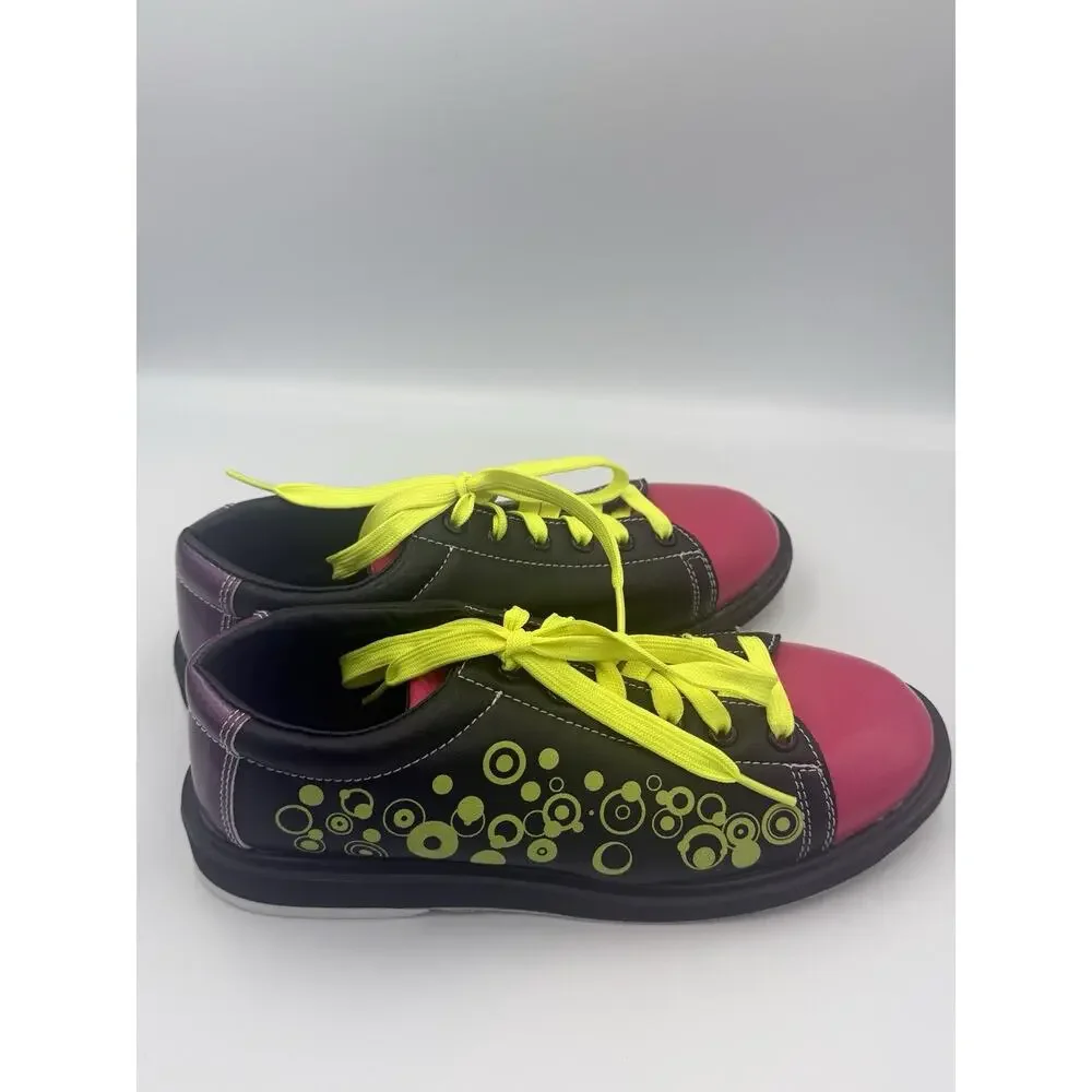 Pyramid Women's Rain Black/Hot Pink/Lime Green Bowling Shoes, 9